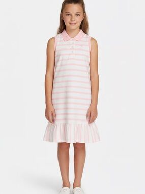 Draper James Pink White Striped Sleeveless Polo Dress Size 10